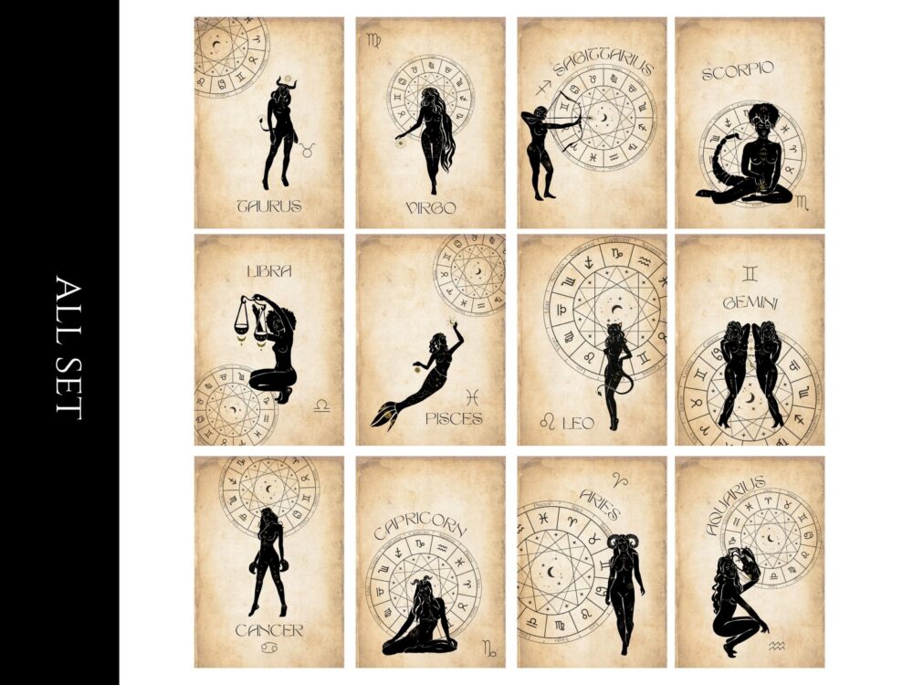 12pc Set Zodiac Print