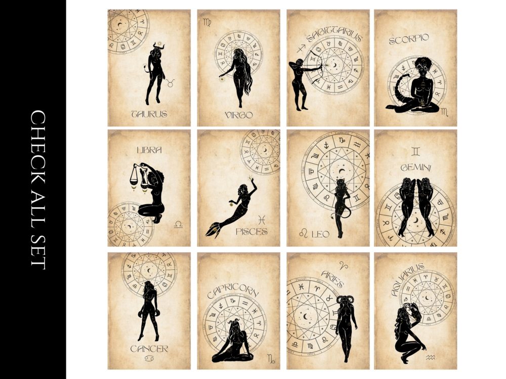 Leo Digital Print, Zodiac Star Signs Printable Wall Art