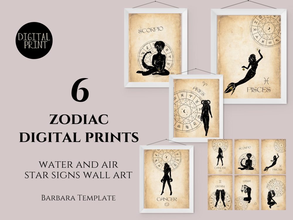 6pc zodiac digital prints bundle