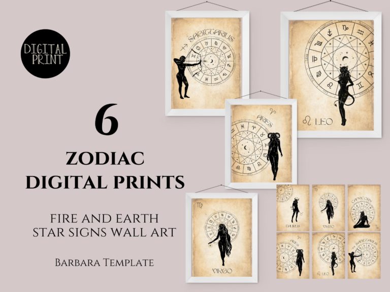 Zodiac printable wall art set of 6