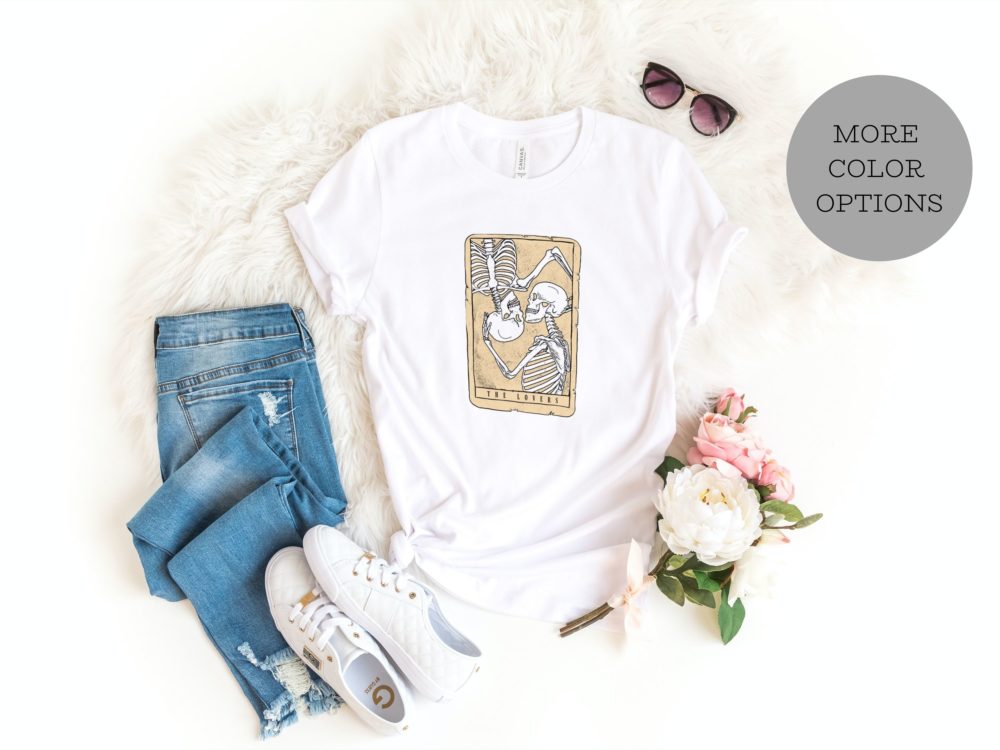 Skeleton tarot card lovers shirt