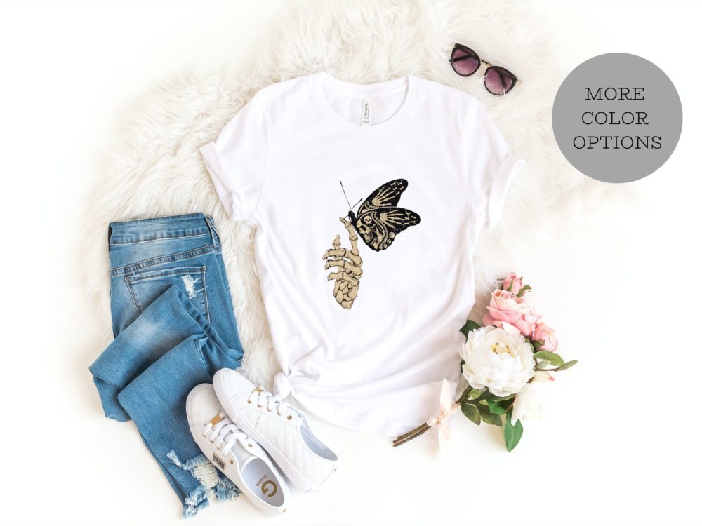Skeleton hand with butterfly aesthetic vintage shirt