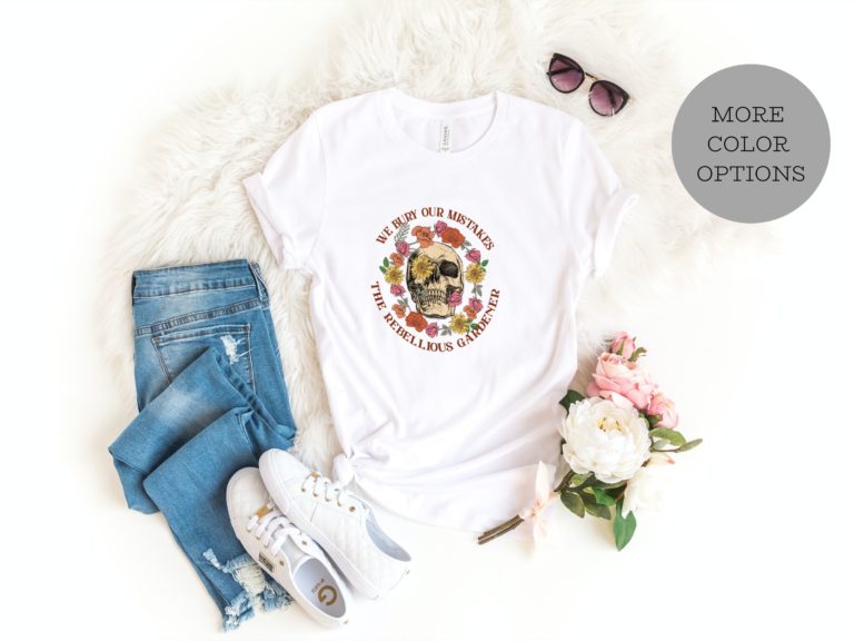 Human skull with flowers sarcastic gifts