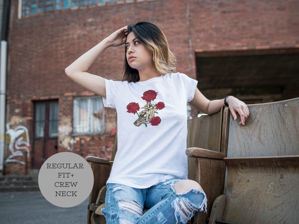 Skeleton hand with roses shirt