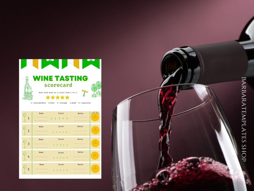 St. Patricks Day Wine Tasting Scorecard