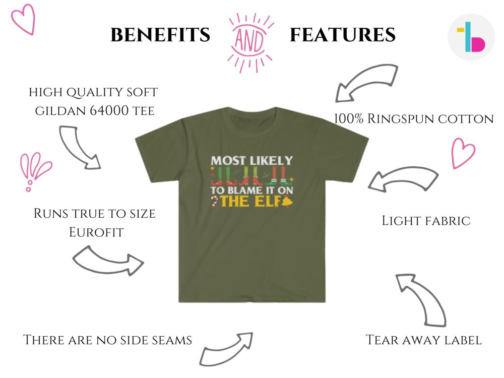 Blame the elf t-shirt, Funny retro Christmas shirt, Mens graphic tee