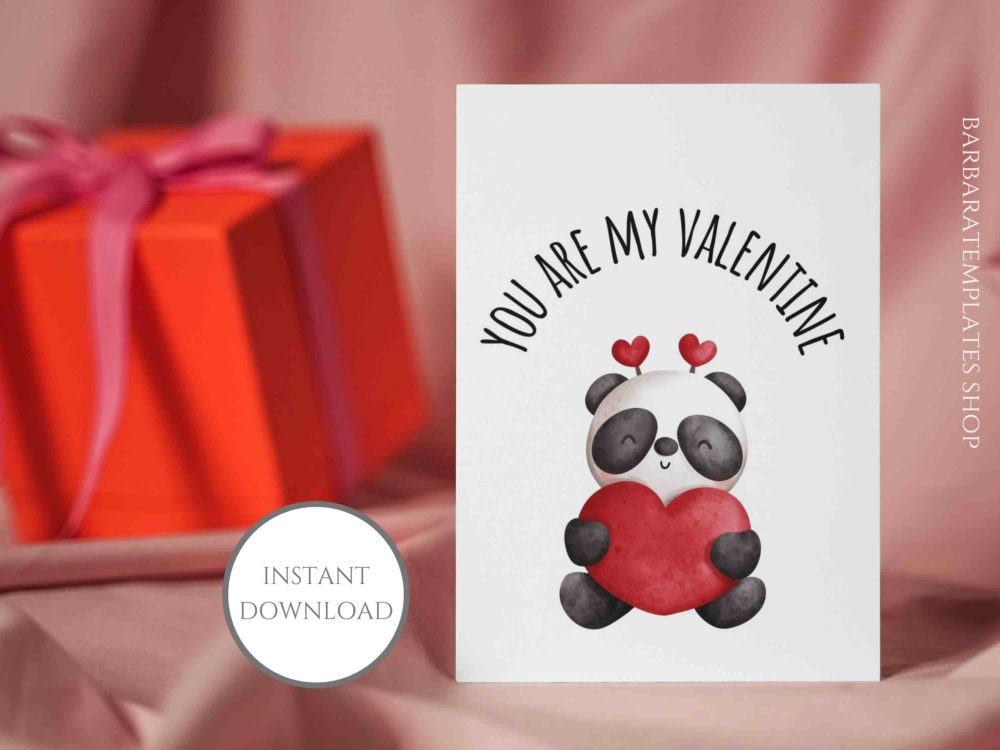 You Are My Valentine Panda Valentine Card