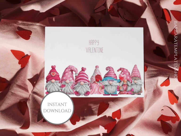 Happy Valentine Gnomes Folded Landscape Valentine Card