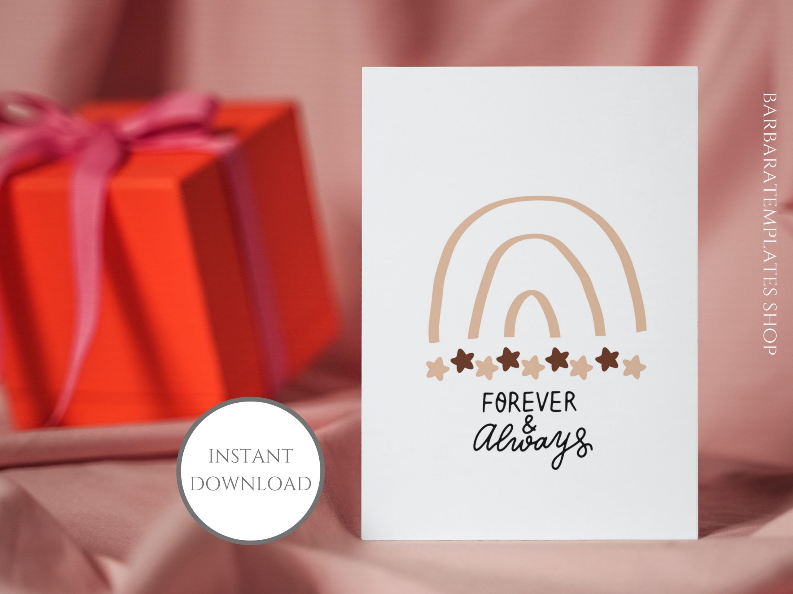 Forever and Always Valentine Rainbow Printable Card