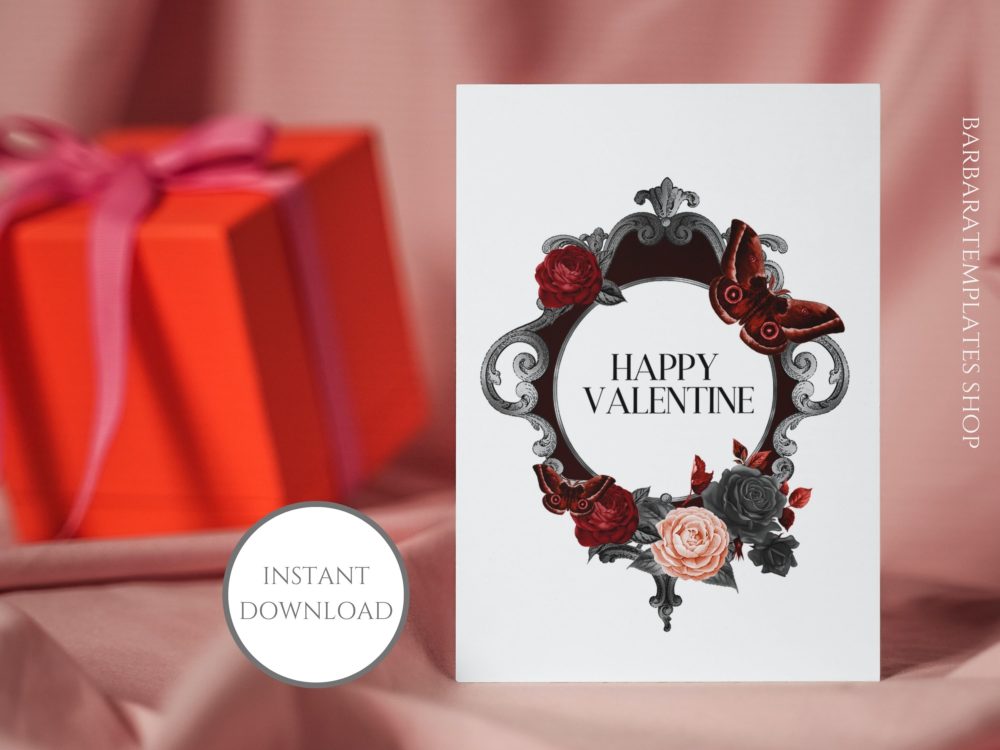 Personalized gothic red greeting card