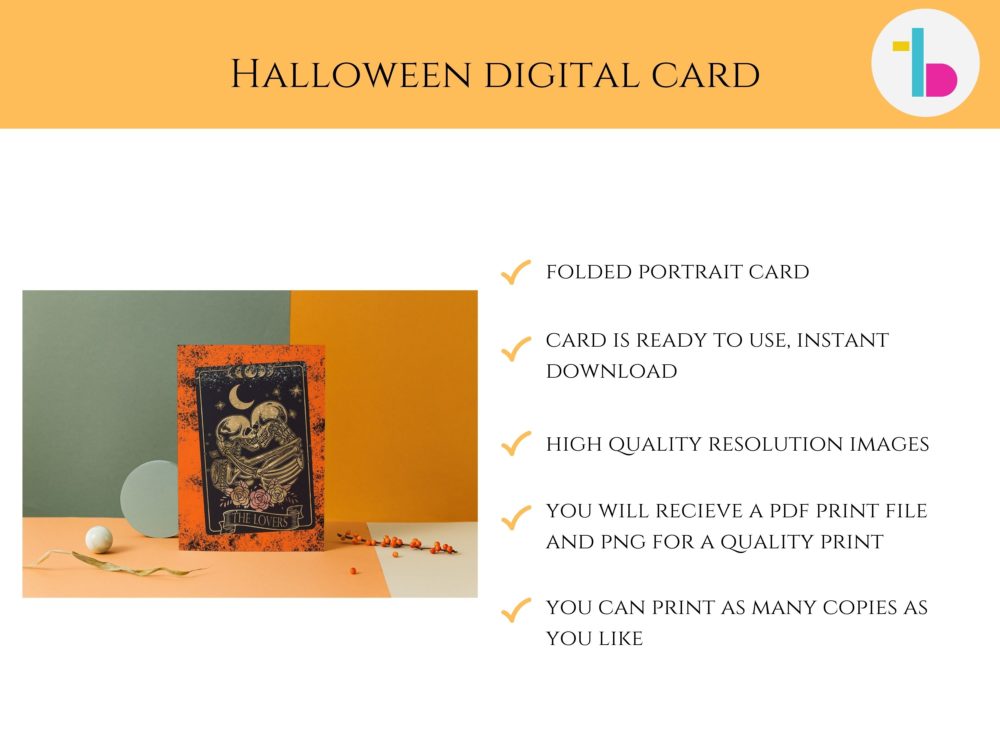 Tarot skull lovers printable card