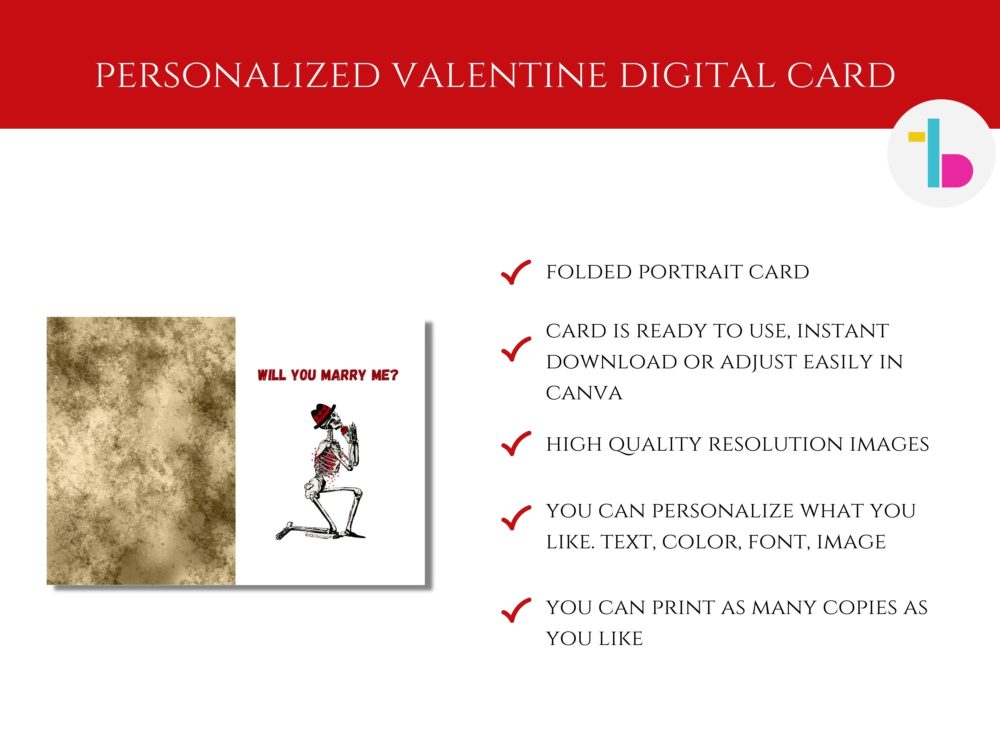 Will you marry me personalized skeleton love card