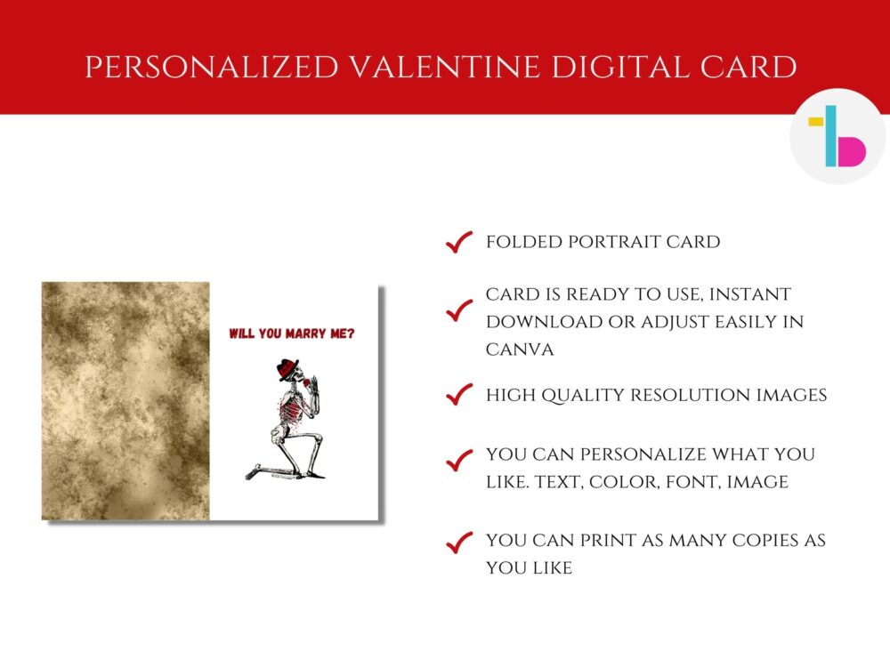 Will you marry me personalized skeleton love card