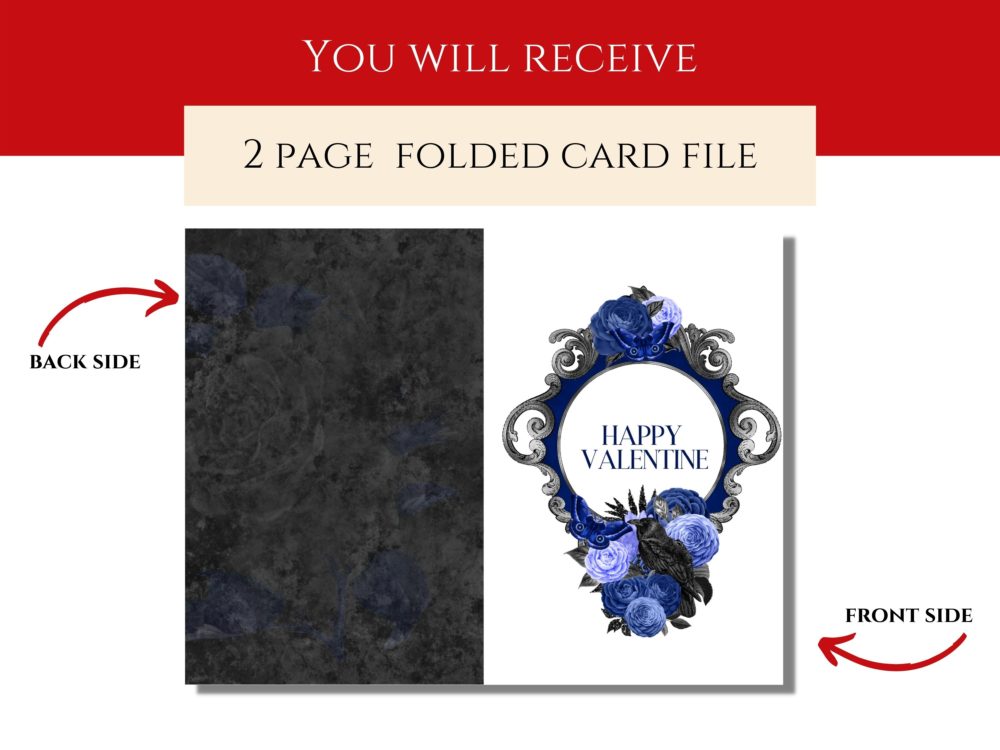 Printable and editable raven greeting card
