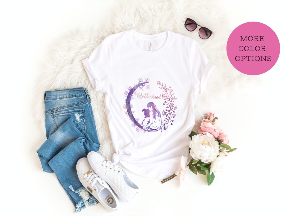 Motherhood tee, Mom and daughter boho shirt