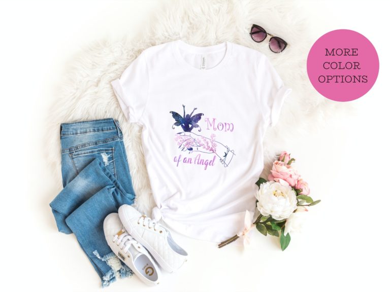 Mom of an angel tee, Celestial boho motherhood shirt