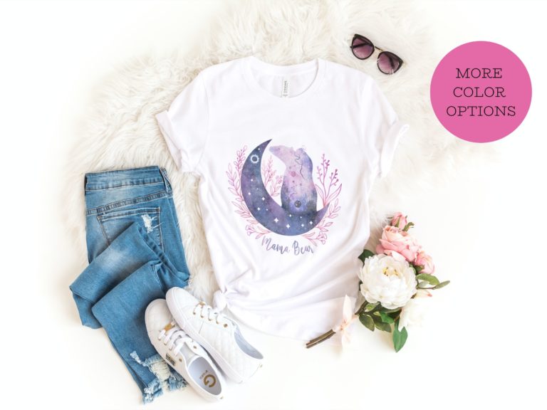 Mama bear pink and purple celestial boho shirt