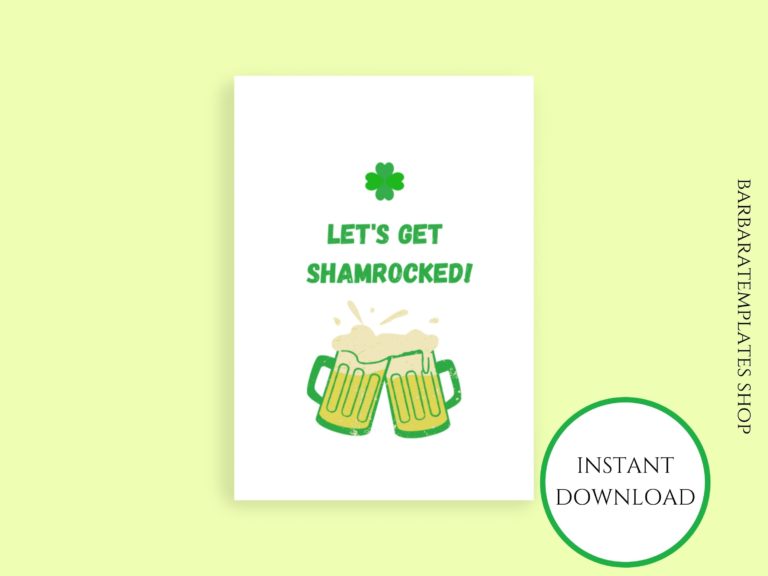 Lets Get Shamrocked St. Patricks Day Printable Card