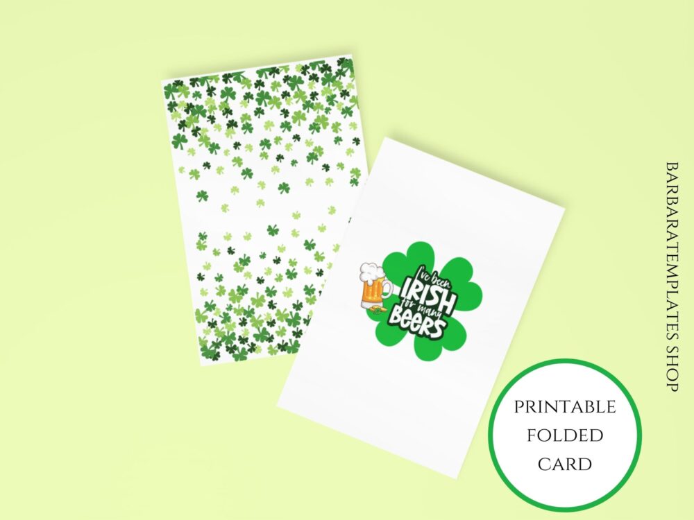 Green and White Printable Shamrock Greeting Card