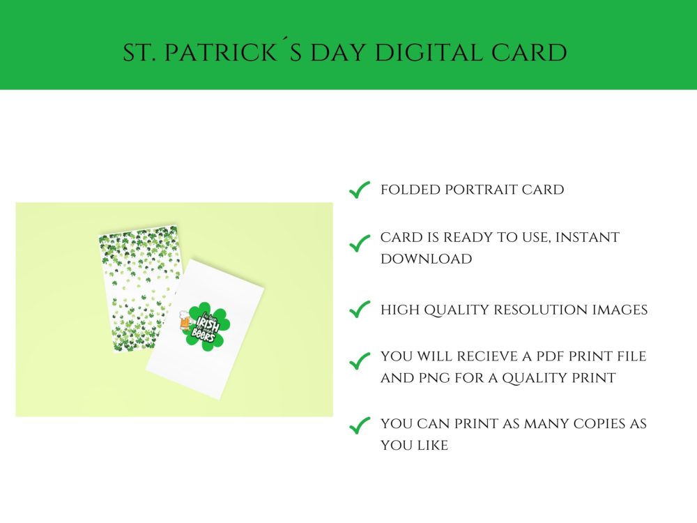 Green and White Printable Shamrock Greeting Card
