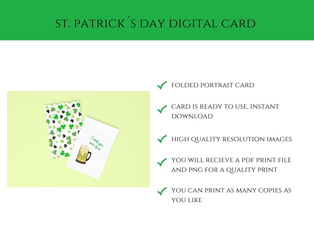 Happy St. Patricks Day Card, I Wish You Were Beer Card