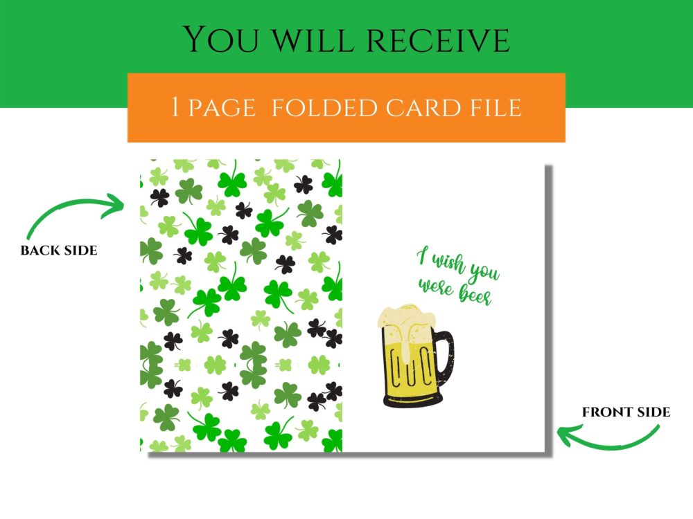 Happy St. Patricks Day Card, I Wish You Were Beer Card