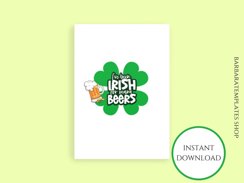 Green and White Printable Shamrock Greeting Card