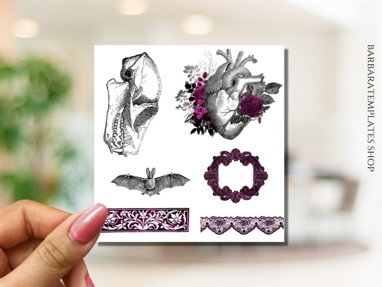 Gothic sticker pack, Gothic rose