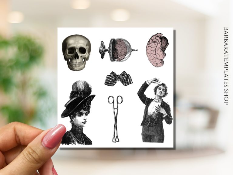 Steampunk sticker, Victorian stickers