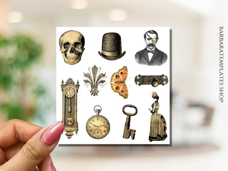 Steampunk stickers, victorian stickers