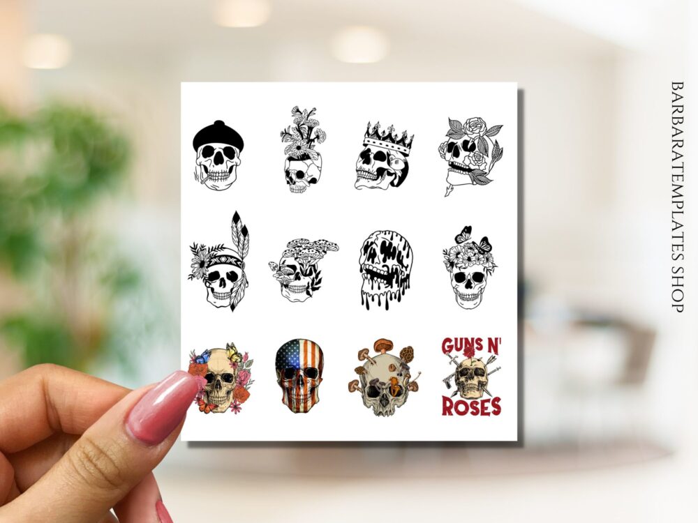 Sugar skull stickers, Gothic decor stickers