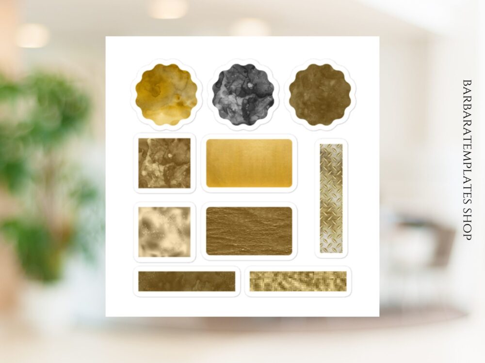 Golden texture stickers, Gold sticker