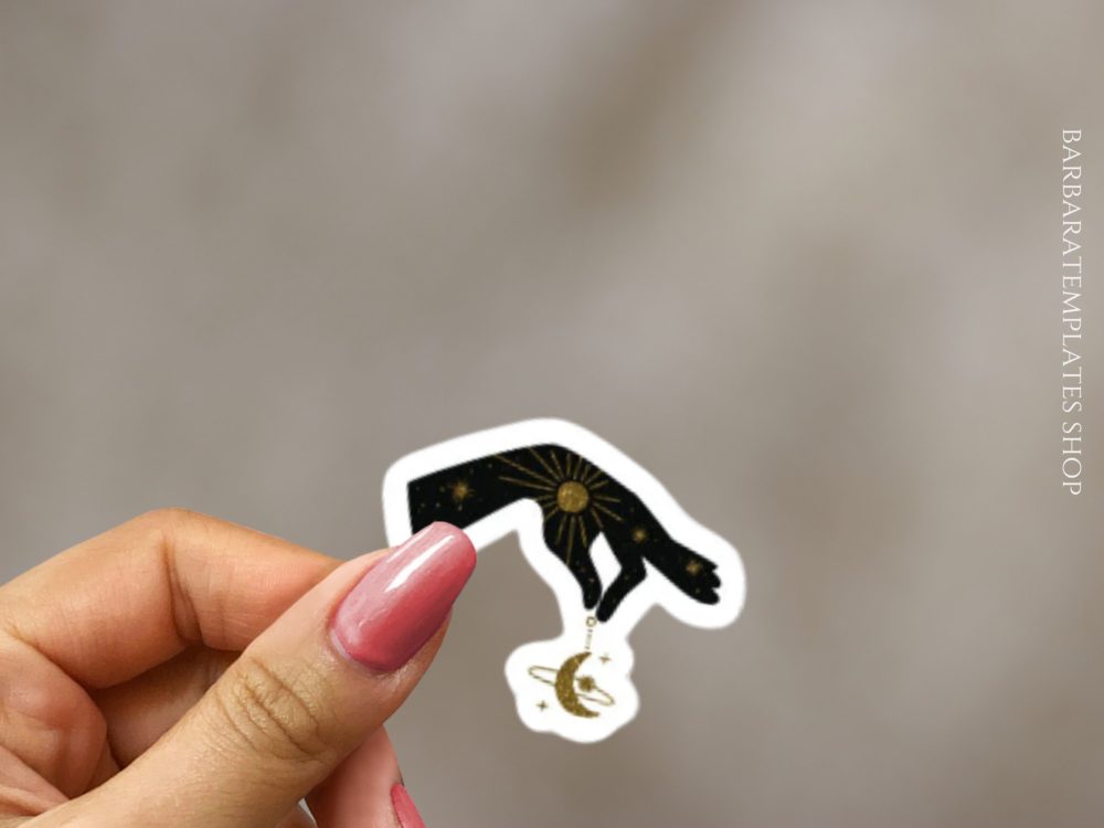 Celestial witchy stickers, decorative hands stickers