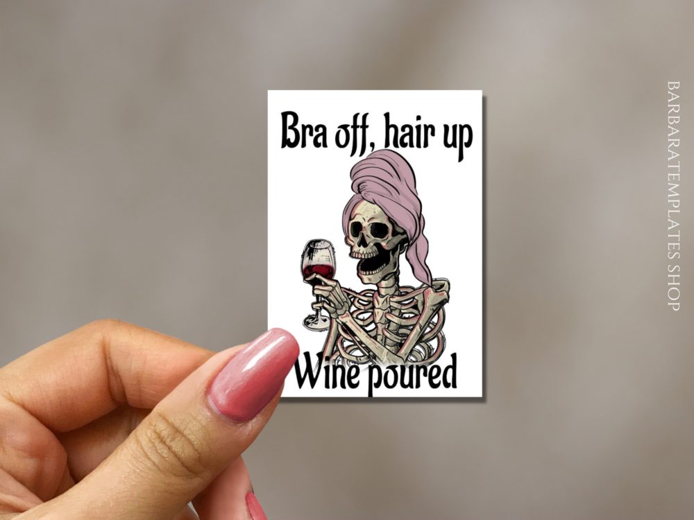 Fun wine and skeleton sticker sheet
