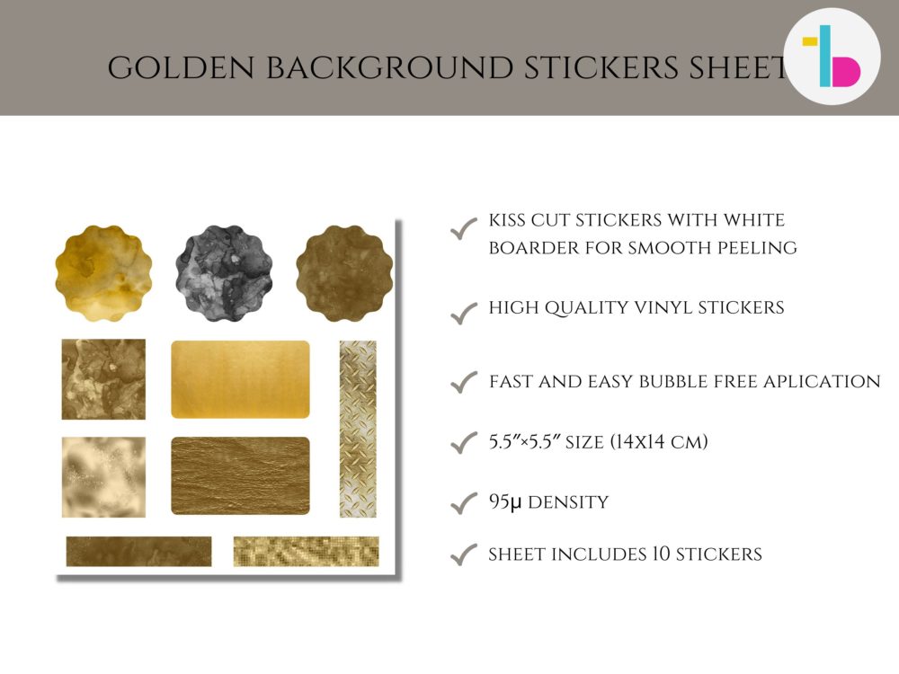 Golden texture stickers, Gold sticker
