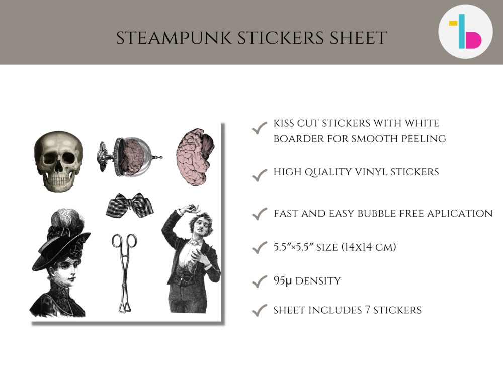 Steampunk sticker, Victorian stickers