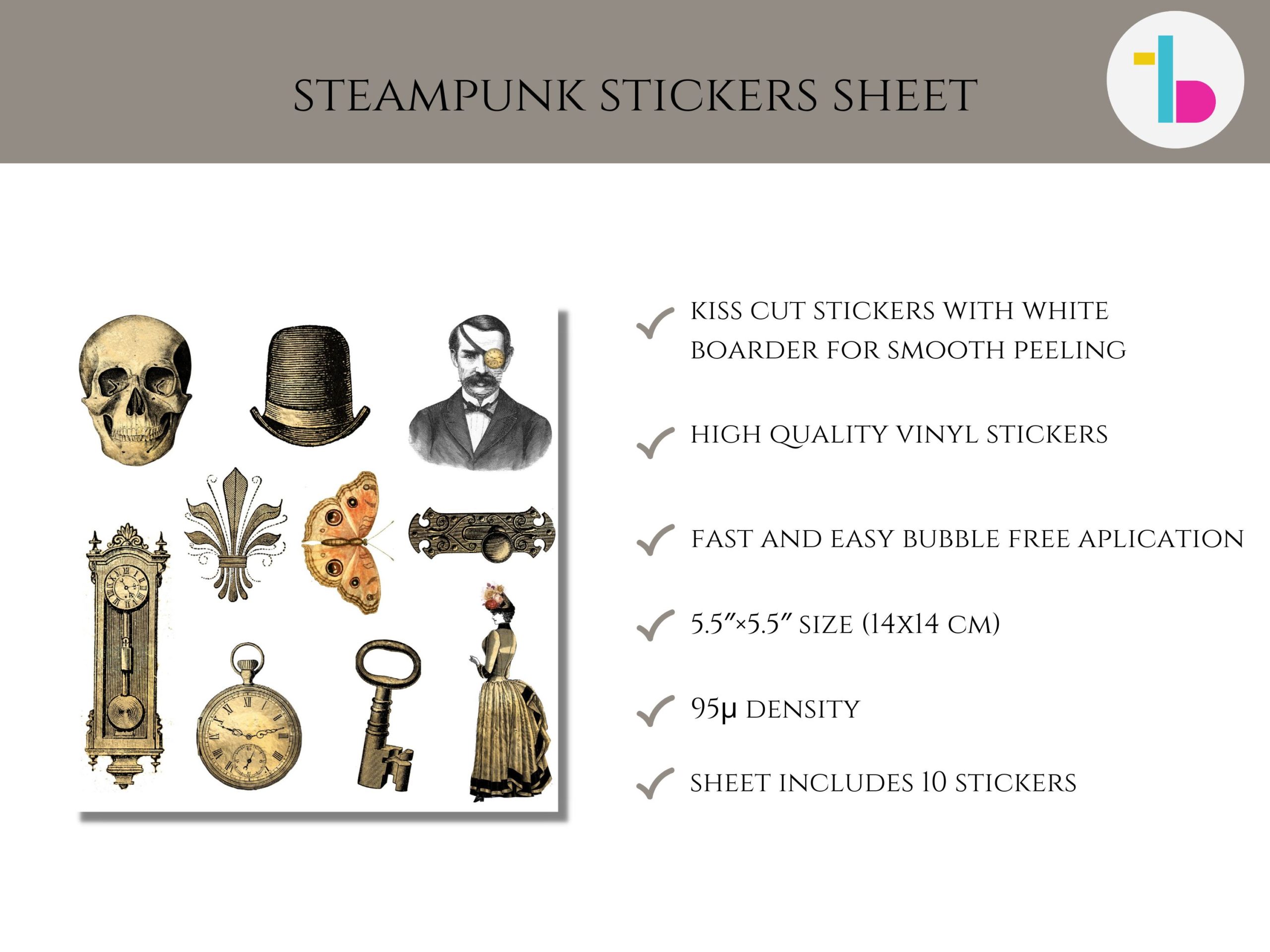 Steampunk stickers, victorian stickers