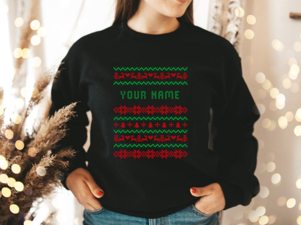 Ugly Christmas sweater personalized name gift