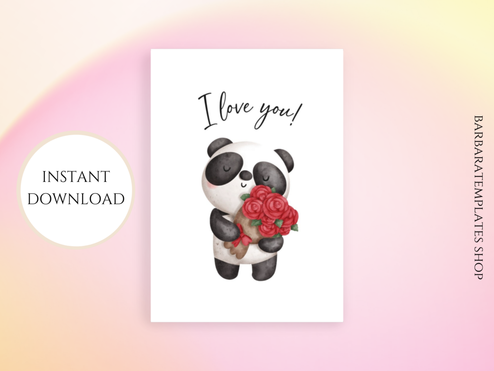 Cute Panda Valentine Card