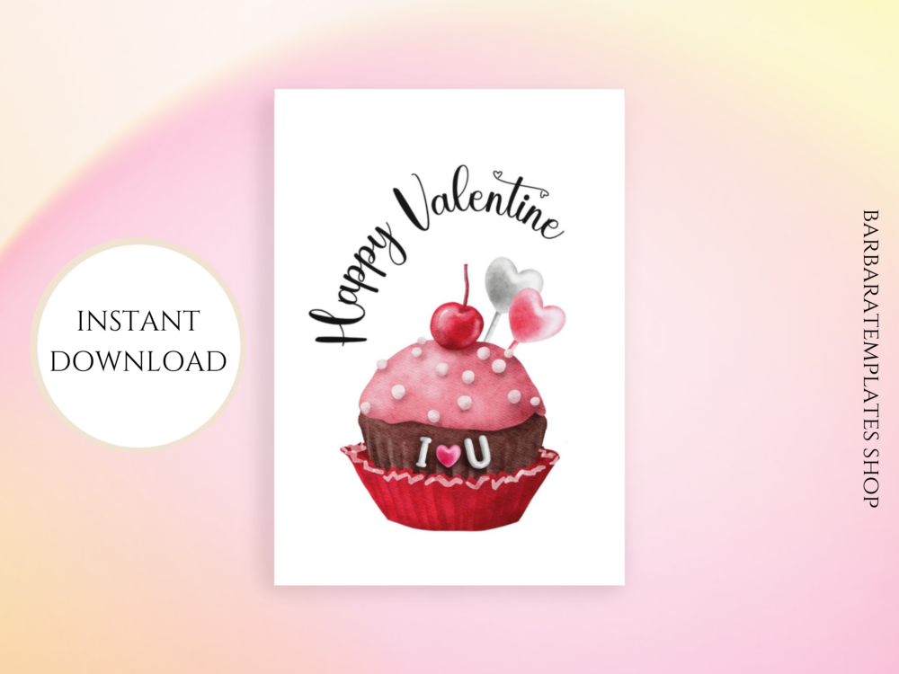 Happy Valentine Cupcake Card