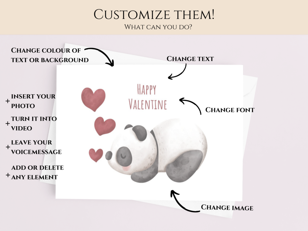 Happy Valentine Panda Printable Valentine Card