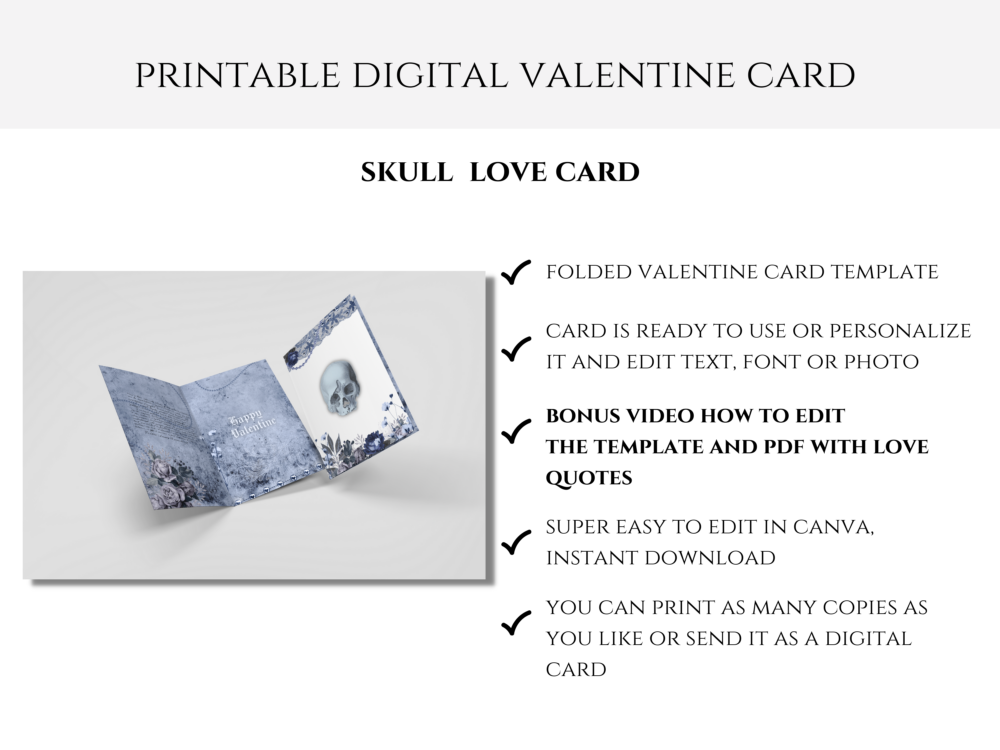 Goth Skull Valentine Love Card