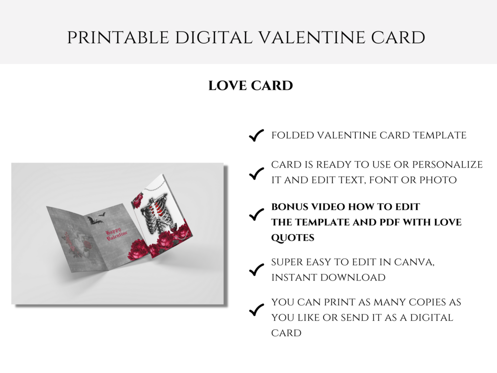 Vampire Goth Printable Love Card