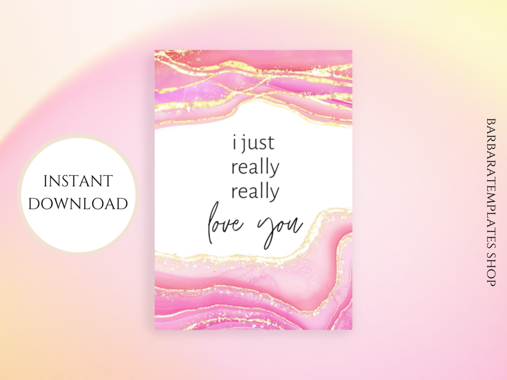 Pink Love Card Digital Download