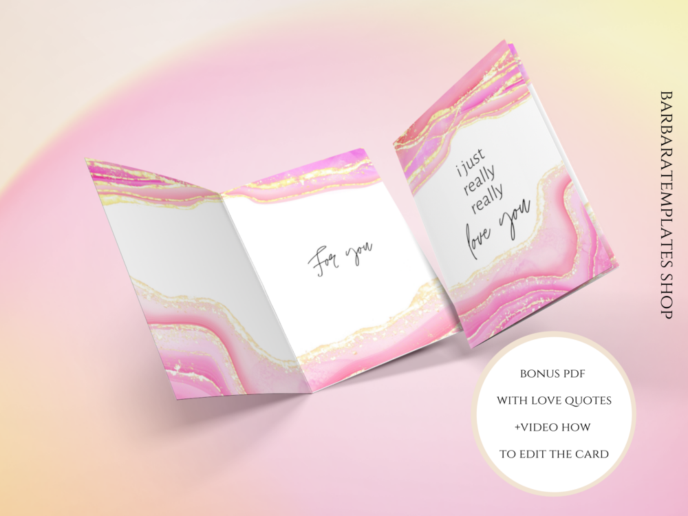Pink Love Card Digital Download