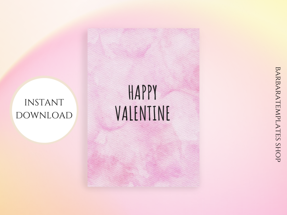 Pink Minimalist Happy Valentine Card