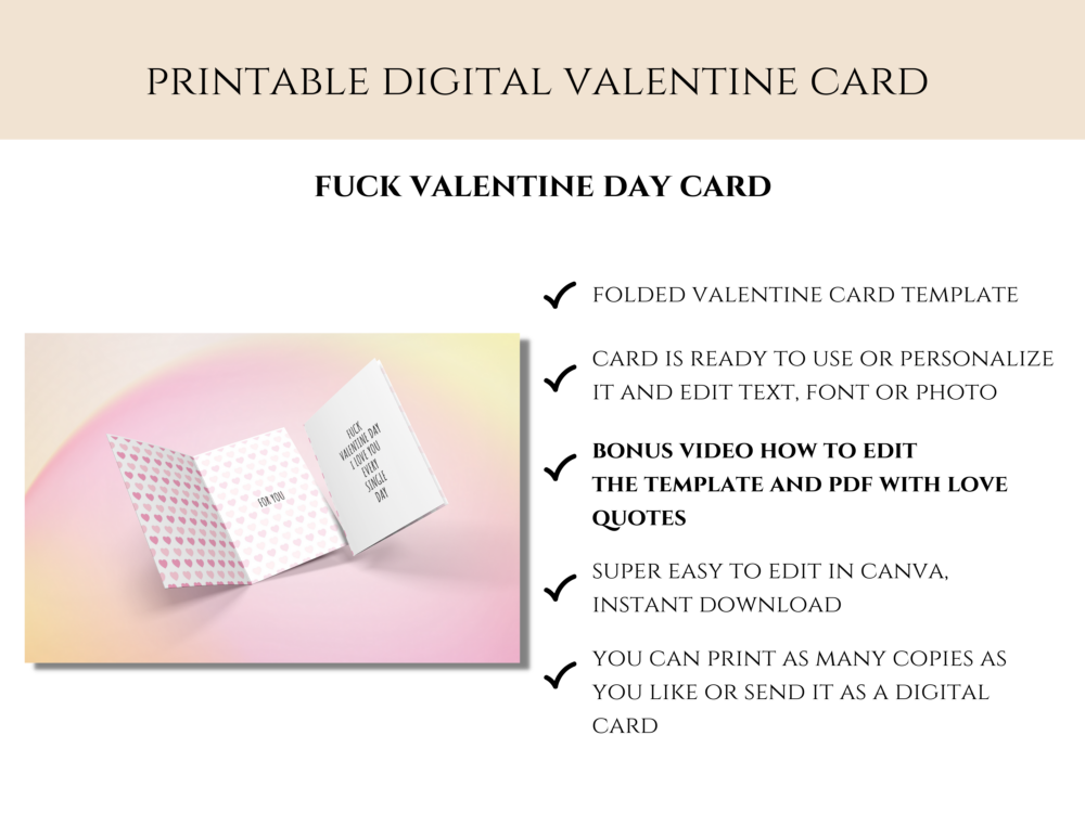 Fuck Valentine Day I Love You Every Single Day Pink Valentine Card