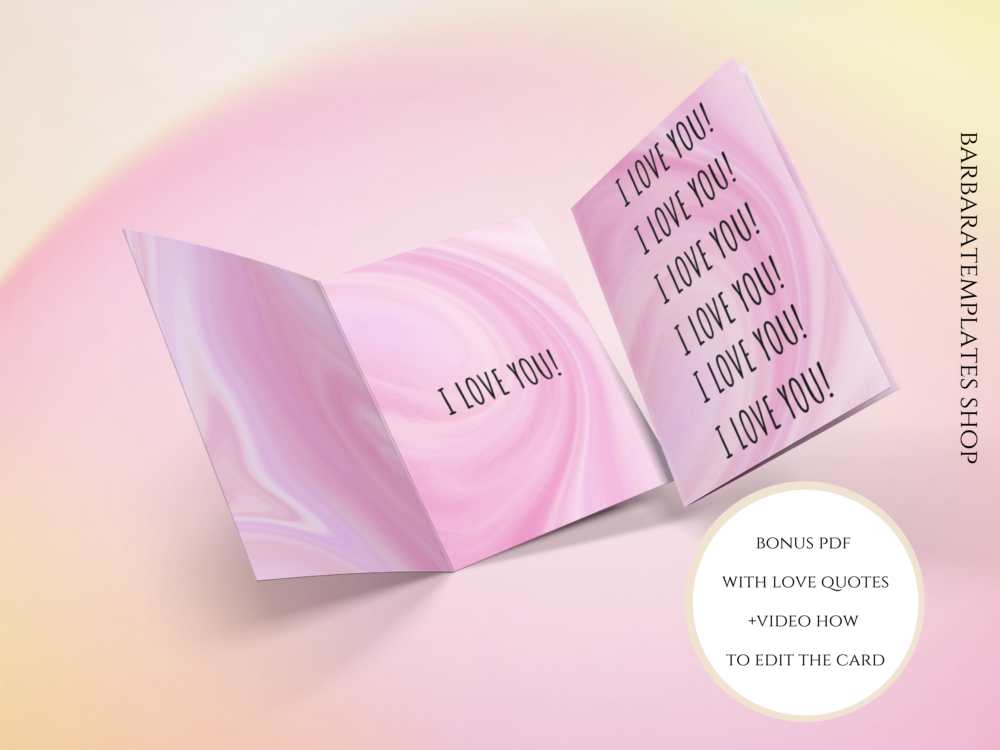 I Love You Pink Valentine Card