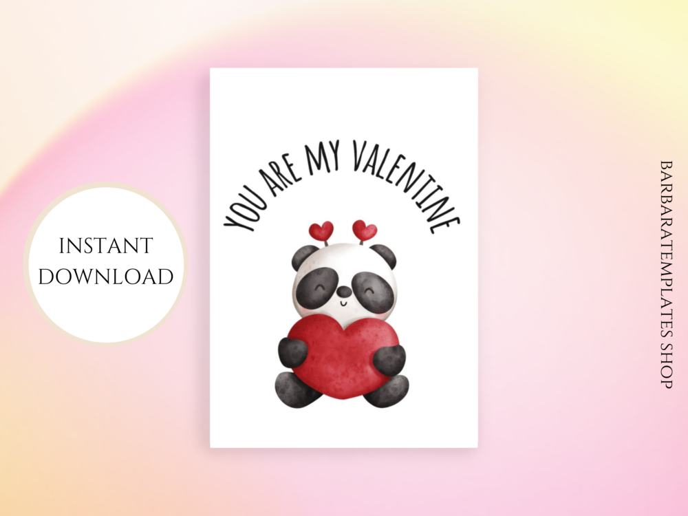 You Are My Valentine Panda Valentine Card