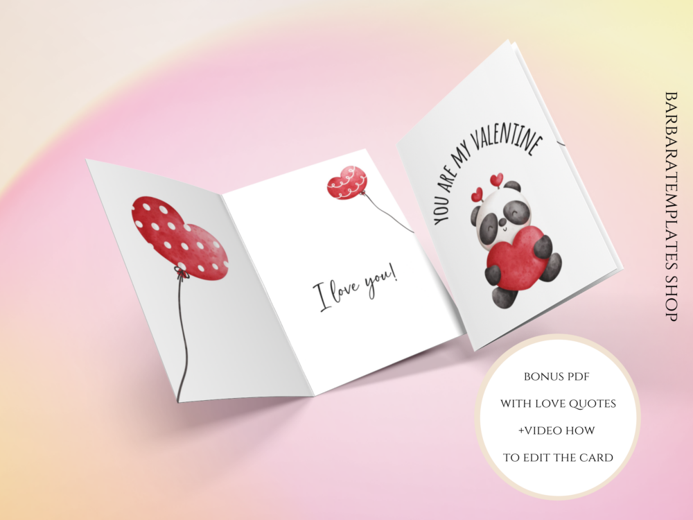 You Are My Valentine Panda Valentine Card